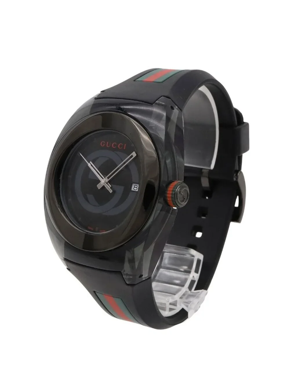 Gucci Sink Interlocking G Sherry Gray Dial SS Rubber Quartz Watch 137.1